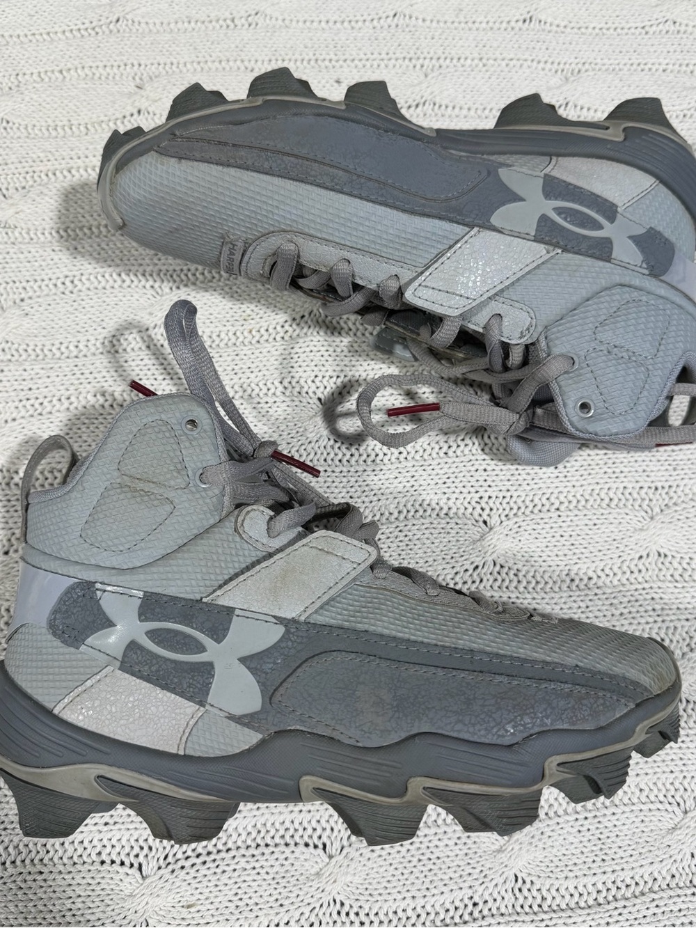 Under Armour Kids Gray and Light Gray cleats